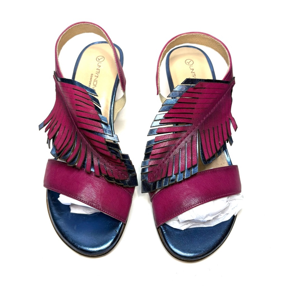 Unity in Diversity Hippolyta Magenta Heeled Slingback Botanical Sandals | 37 - Picture 5 of 10